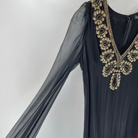 French Connection Women's Black Mini Dress With Beads Sequins Size 4 - Picture 14 of 15